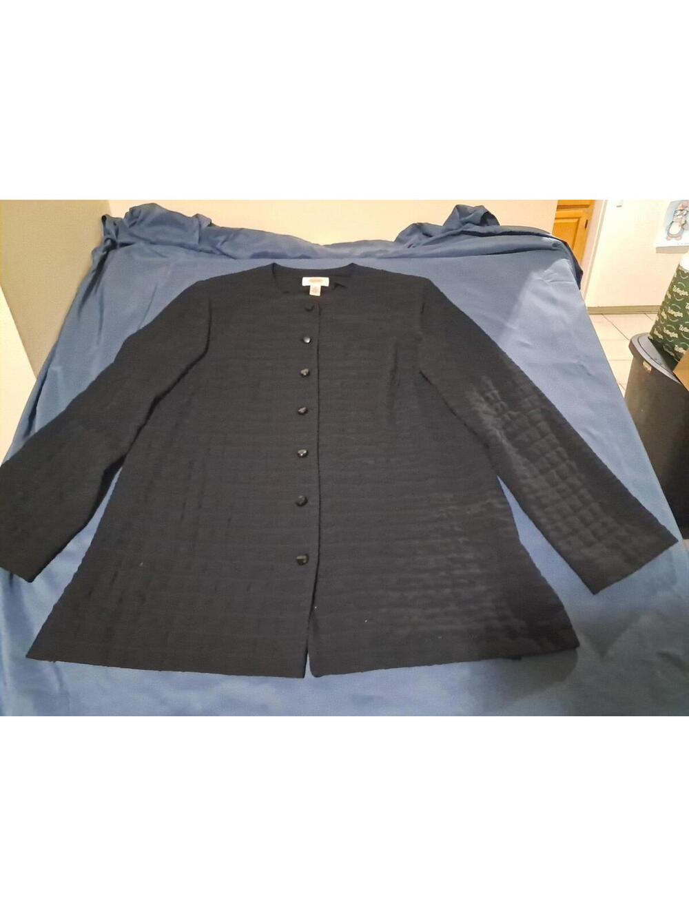 Talbots Women's Blouse, Size 10, Black Cotton, Collared, Button-Down Over Top